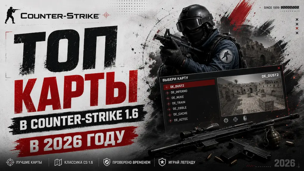 Скачать 🔥 Самые популярные карты CS 1.6 в 2026 году (ТОП 15)